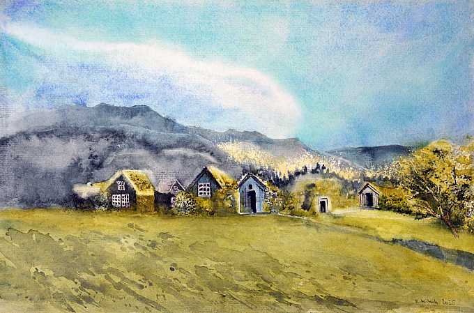 Gehöft in Torfbauweise, Island