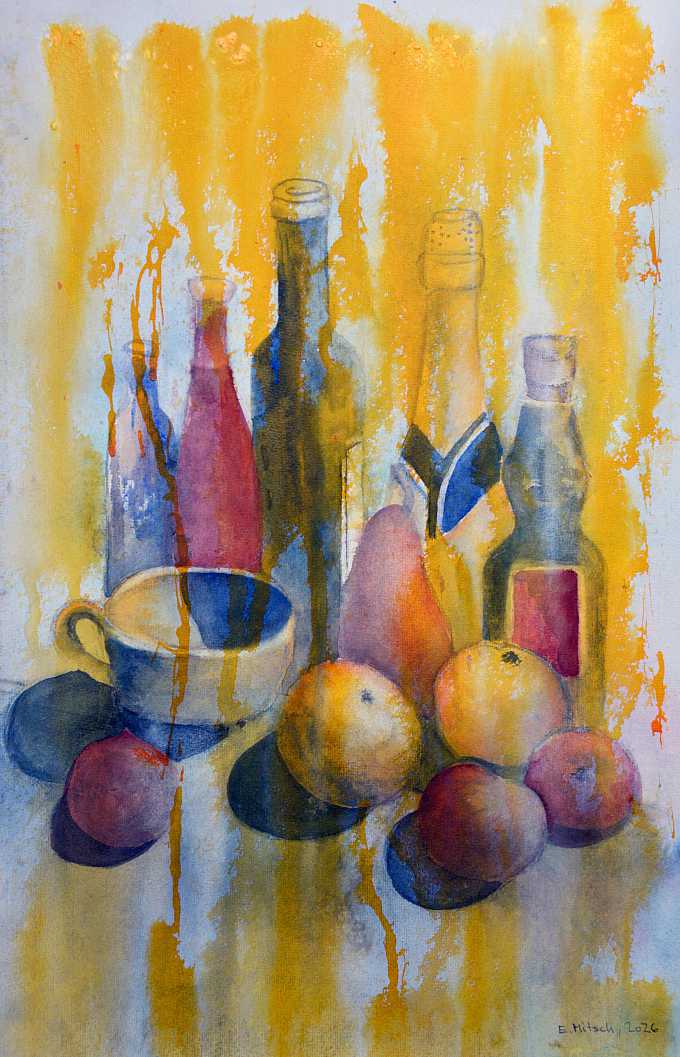 Stillleben, mit Flaschen